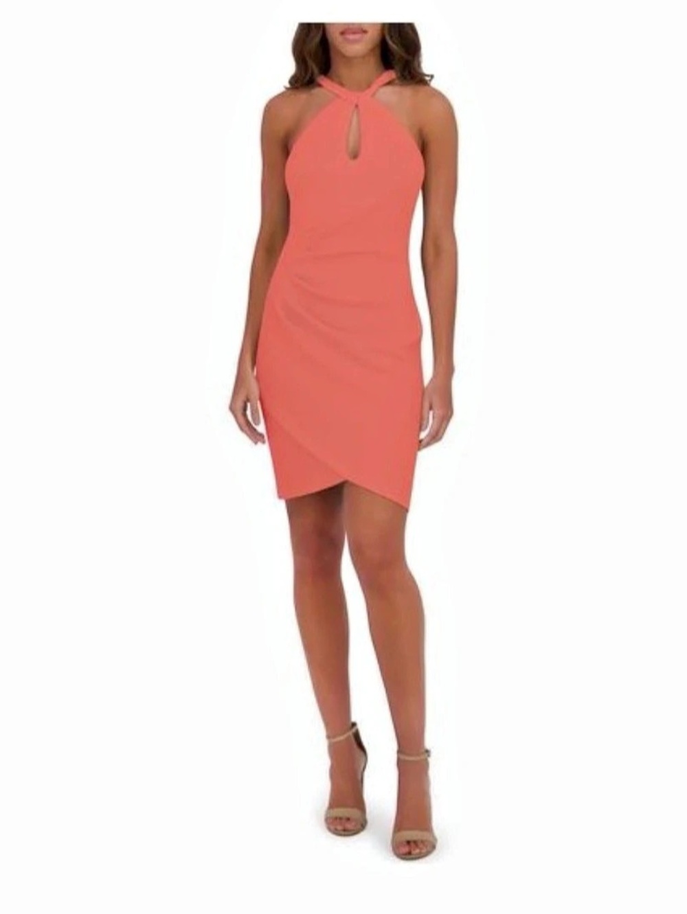 Siena Halter Mini Dress in coral nwt